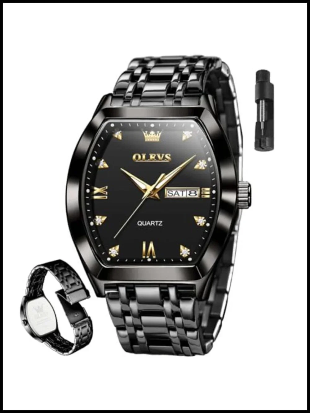 Men's Square Luxury Business Analog Quartz Stainless Steel Dress Wrist Watch